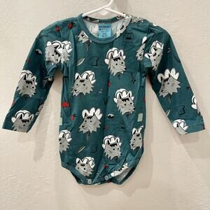 Raspberry Republic Teal Wolf Long Sleeve Bodysuit